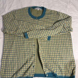 Uniqlo x Ines De La Fressange Blue and Yellow checkered cardigan